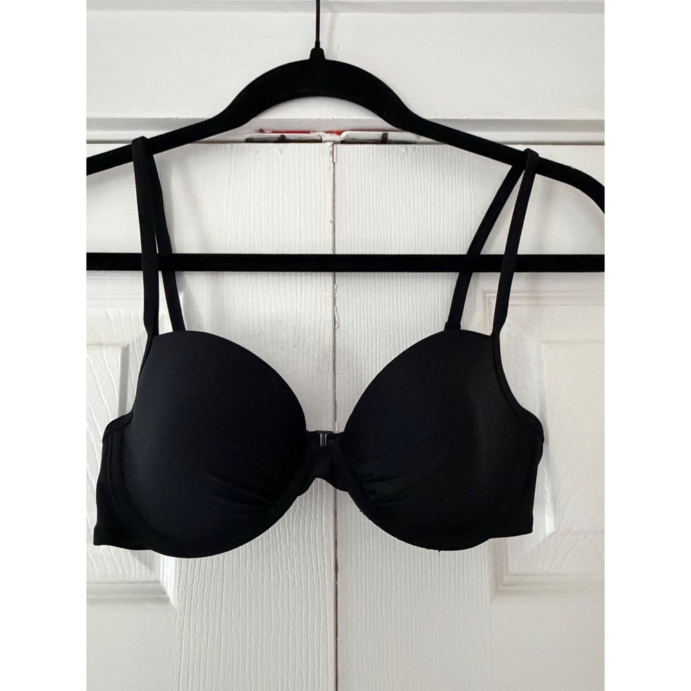 Aerie‎ Black Front Clasp Push Up Underwire Bra 32C 1533-073